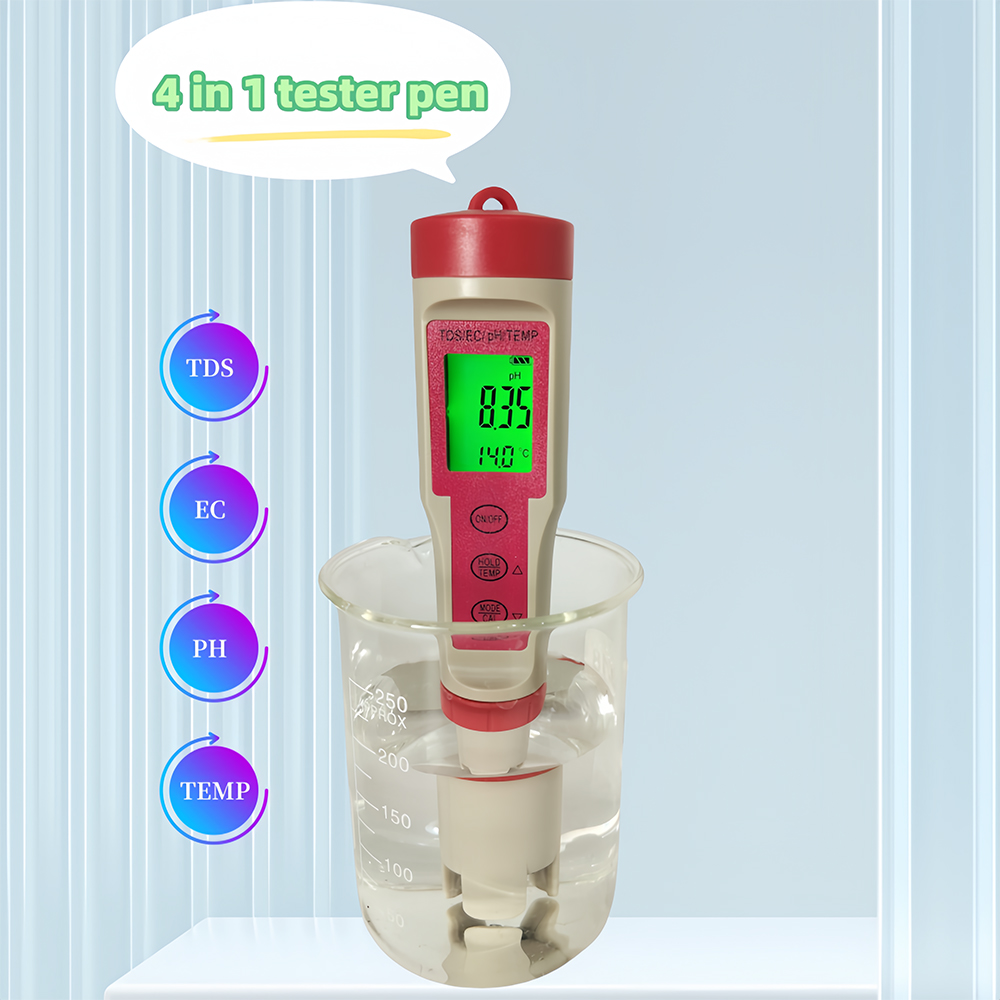 Ph Meter Digital Water Tester - Hintergrundbeleuchtetes 4-in-1 pH-Messgerät in Stiftform, Digitaler